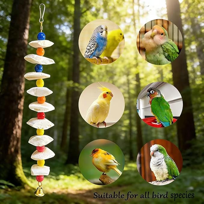 3 Pack Bird Toys with Cuttlebone for Birds,Parakeet Toys- Calcium Chew Toys & Grinding Stone for Parakeets, Budgies, Cockatiels, Lovebirds Prevents Destructive Chewing, Easy to Install
