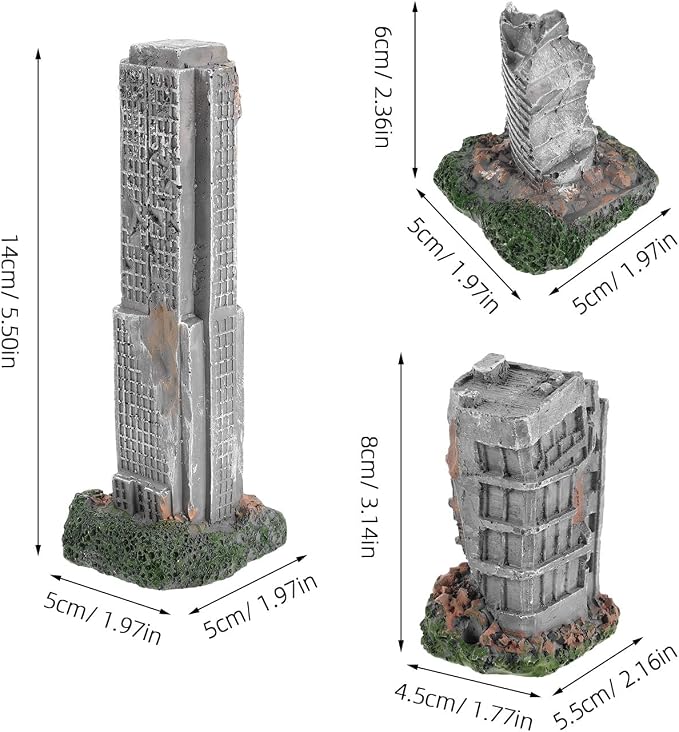 Totority Aquarium Ruins Decorations 3Pcs Fish Tank Hideout Decor Fish Tank Castle Decoration Resin Aquarium Decorations Buildings City Model Buildings for Shrimp and Underwater Landscaping 5.51 in