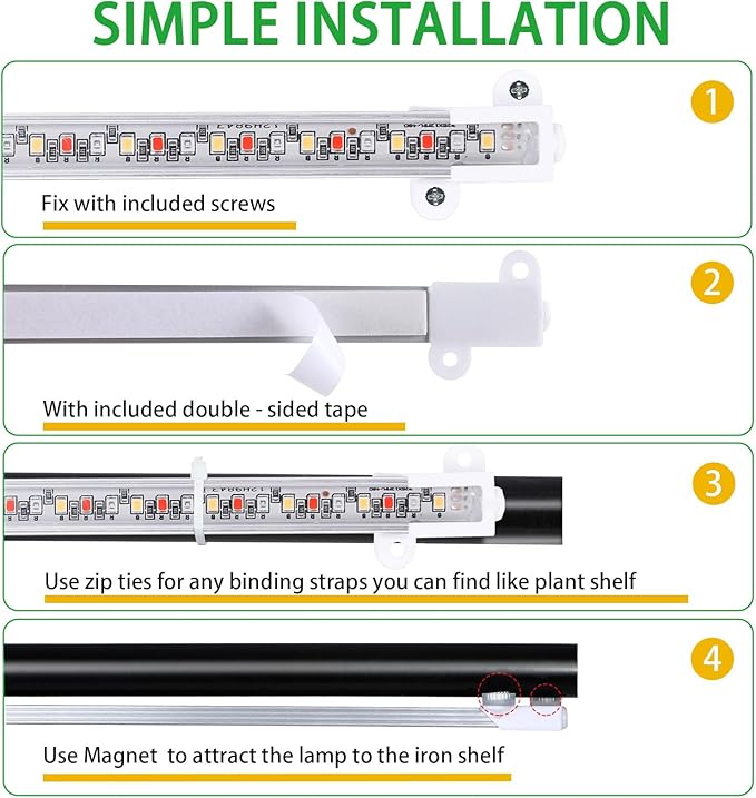 RWNTAO Two Strip Growing Lamp for Indoor Plants, Red & Blue & Yellow Full Spectrum LED Grow Light Strips with Auto ON/Off 3/9/12H Timer,10 Dimmable Levels for Green House Succulent (2 Head 13 in)