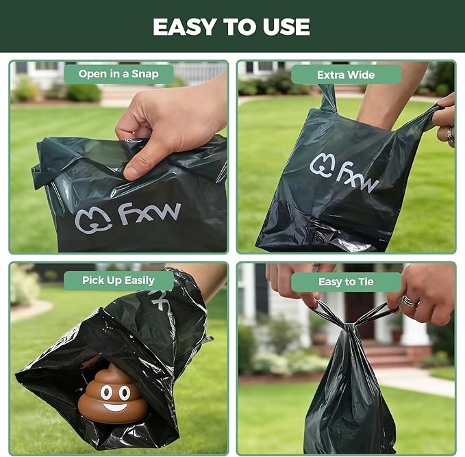 FXW Dog Poop Bags, 2-ply Extra Thick Leak-Proof, Large Size for All Dogs 14" x 9", Unscented, 100 Count