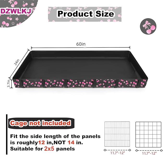 DZWLKJ Guinea Pig Cage Liner,Washable Tarp Bottom Base,Cherry Graphic,24"x60", Reusable for Rabbit, Chinchilla, Hedgehog, Ferret & Other Small Animals.