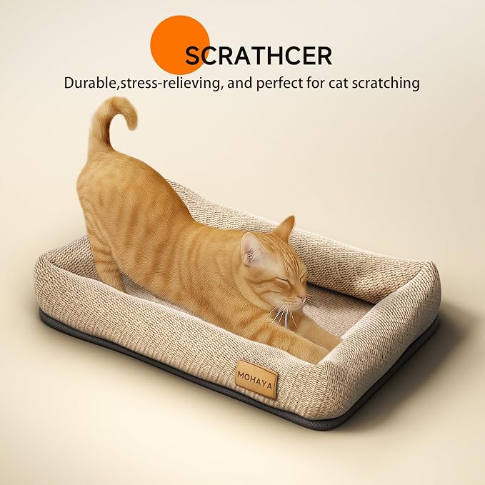 MOHAYA Jute Pet Bed-L, 2-in-1 Small Dog Bed & Scratch Pad – Breathable Jute & Cotton Dual-Layer Design, Eco-Friendly Lounger with Cooling Comfort for Summer – Washable, Durable, Non-Slip Base