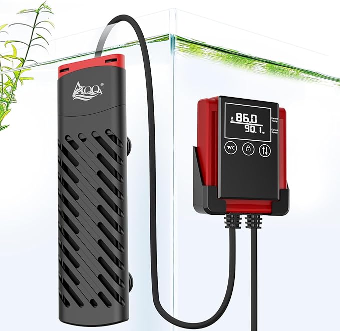 AQQA 800W Aquarium Heater PTC for Fish Tank 80-230 Gallon Submersible Thermostat Adjustable Temp Range 59-94℉ with Intelligent Overheat & Out-of-Water Auto Shut-Off Protection (800W for 80-230Gal)