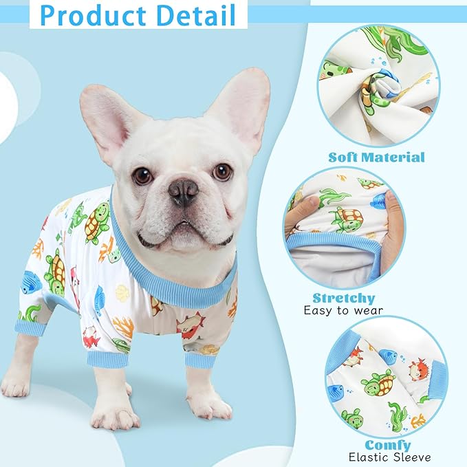 XPUDAC 4 Pack Dog Pajamas for Small Dogs, Puppy Clothes for Boy Girl Strechy Soft Pet Jumpsuit, Cat Onesie-XS