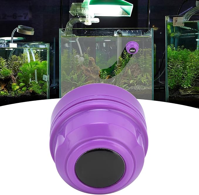 Tyenaza Aquarium Magnetic Cleaner, Fish Tank Brush Aquarium Algae Scraper Glass Cleaning Brush Scrubber(Purple)