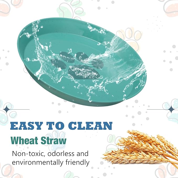 Gerrii 12 Pieces Beard Fatigue Relief Cat Bowl 6 Inch Round Shallow Cat Food Dish Wet Feeding Bowls Wide and Small Pet Dish for Kittens and Short Legged Kitten, Wheat Straw(Vintage Colors,Paw)