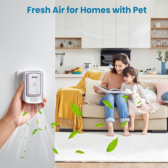 Plug In Air Purifier for Home Pets, Ionic Air Ionizers & Pet Odor Eliminator, Litter Box Deodorizer for Cats, Compact Filterless Air Freshener for Kitchen, Bedroom, Small Room, Ozone Free, 4-Pack