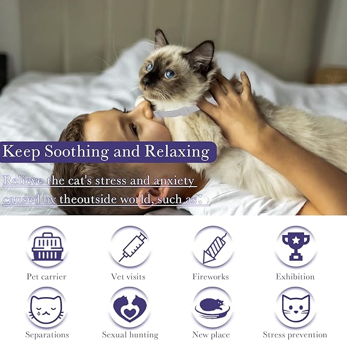 4 Pack Calming Collar for Cats - Adjustable Cat Calming Collar,Cat Calming Collar Anti Aggression for Cats,Cat Stress and Anxiety Relief for Small,Medium Large Cat
