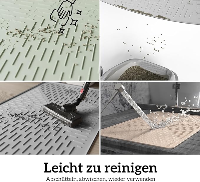 OHMO Cat Litter Mat Trapping Mat Premium Silicone Rubber 23.5x16 Beige, Waterproof and BPA Free Kitty Litter Box Mat, Easy to Clean and Keeps The Floor Tidy