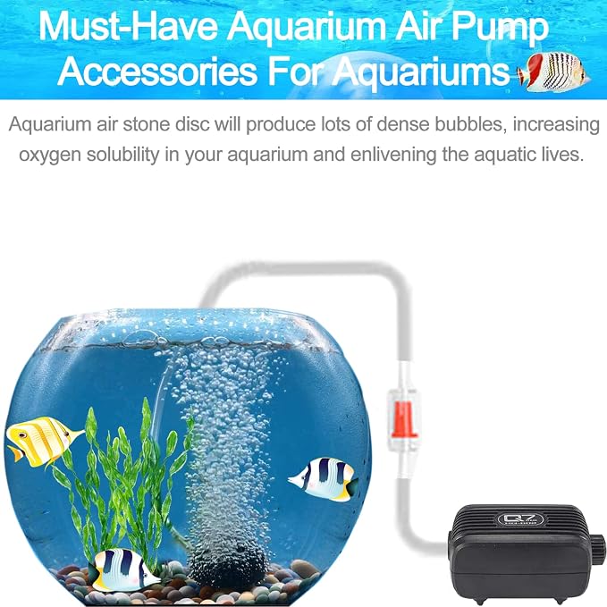 Aquarium Air Stone Disc - 1.6 Inch Bubble Diffuser, 2PCS Aquarium Bubbler Stone, Fish Tank Air Stones, Airstone Bubbler, Aquarium Air Aump Accessories, Air Stones for Aquariums