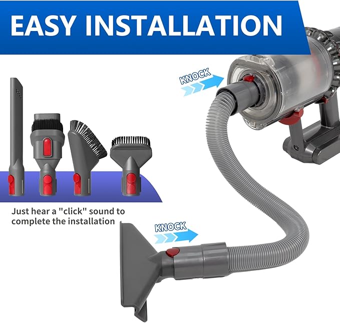 Vacuum Attachment Kit Compatible with Dyson V7 V8 V10 V11 V15 Vacuum Cleaner，Dryer Vent Hose Flexible Extension Hose Mattress Tool Stiff Brush Soft Bristle Crevice Tool Attachment for Home Cleaning