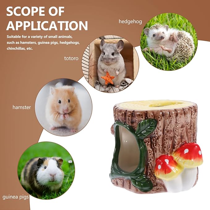POPETPOP Ceramic Hamster Hideout, Ceramic Chinchilla House Hamster Nest Cooling House Hut Small Animal Hideout Cave Cartoon Shape Cool Down in Hot Summer