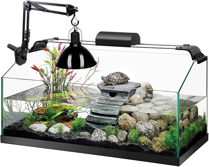 Reptile Heat Lamp Stand Clip-Type, Black Metal Multi-Position Adjustable Light Holder with 360°Swing Arm for Clipping onto Fish Tank, Turtles Chameleons Terrarium (Lamp Not Included)