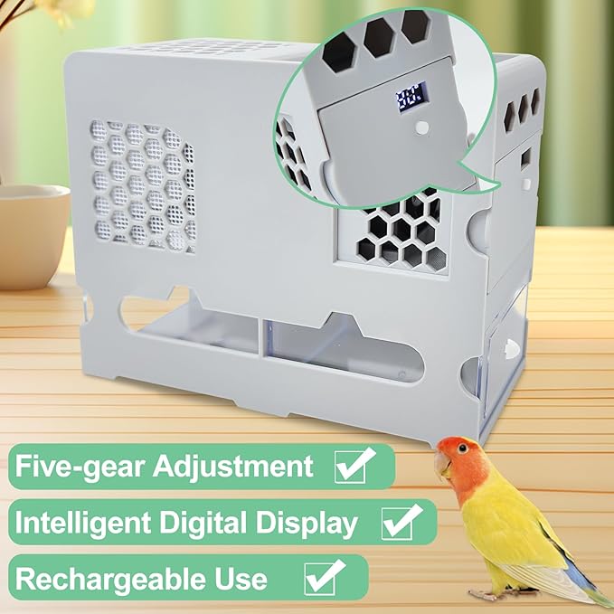 Bird Feed Shell Blowing Machine,No Assembly Required Husk Remover Wind Sheller Bird Seed Cleaner Machine, With Adjustable Speed Fan、intelligent Digital Display、rechargeable and Washable Quick Shelling