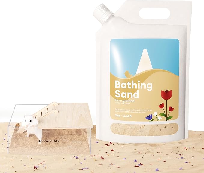 BUCATSTATE Hamster Bath Sand 6.6LB with Hamster Sand Bath Container