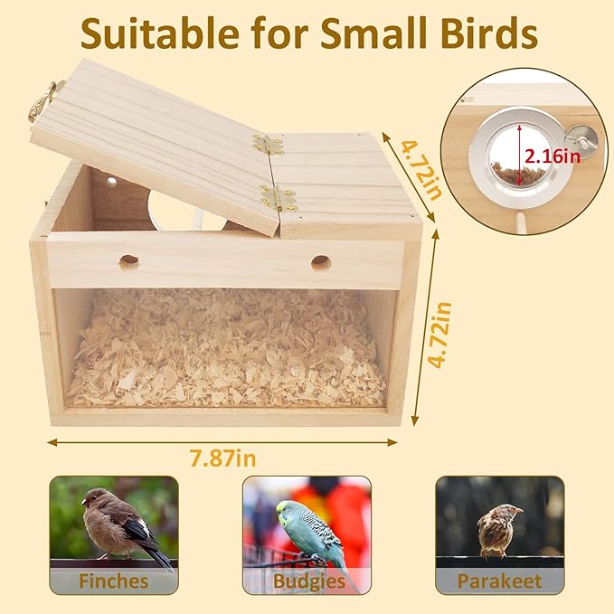 BNOSDM Parakeet Nesting Box Transparent Bird Nest Breeding Box with Perch (S)