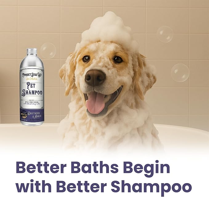 Project Sudz Spa Collection Liquid Shampoo – Driftwood & Amber | Natural Pet Shampoo for Dogs & Cats | Eco-Friendly, Gentle, Non-Toxic, Made in USA