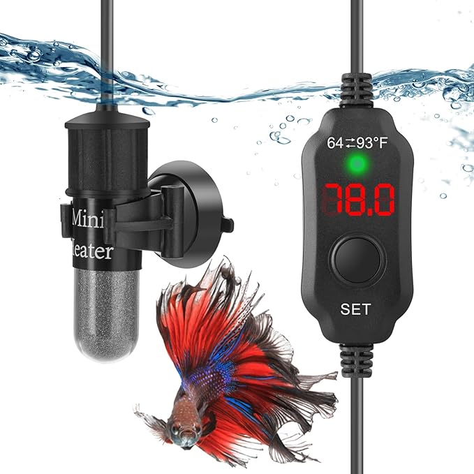 Super Mini Aquarium Heater 30W Betta Heater for 4-6 Gallon Tanks, Small Fish Tank Heater Turtle Heater with Dry-Run/Overheat Protection, Memory Function