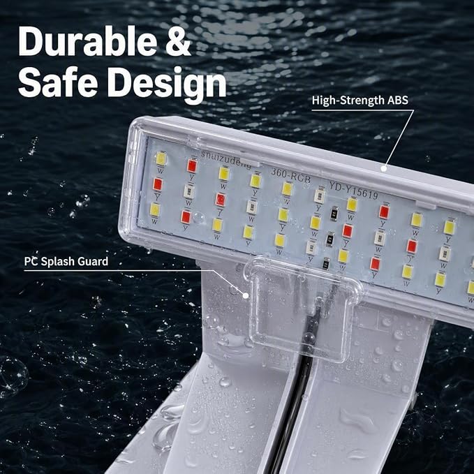 7W Nano Aquarium Light Clip-On Fish Tank Light with Timer & 9-Level Dimming&3 Colors for 1-5 Gallon Tanks, USB LED Full Spectrum Light (Adapter Not Included)