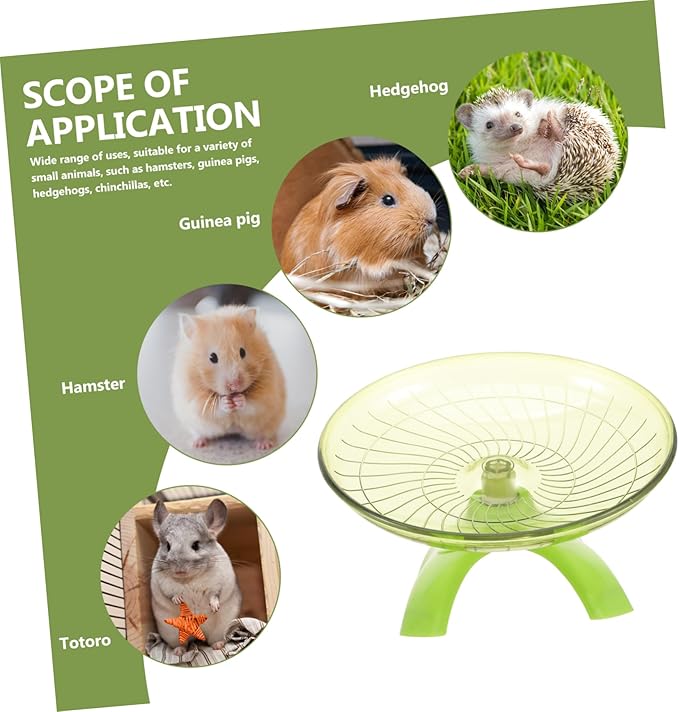 Toddmomy Silent Flying Saucer Exercise Wheel for Hamsters Guinea Pigs Chinchillas Hedgehogs Smooth Edges Quiet Running for Small Pets Cage Accessory in Matcha Green