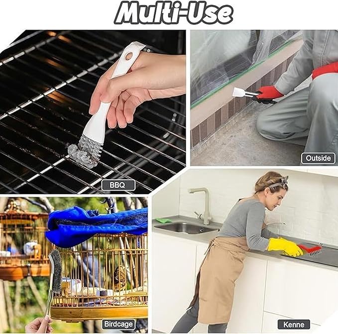 Luqeeg 7Pcs Bird Cage Cleaning Tools Set, Fork Brush Scraper Broom Dustpan Gloves Kit, Stainless Steel Bird Droppings Scraper Tool for Parakeet Items Small Animal Cage Cleaning