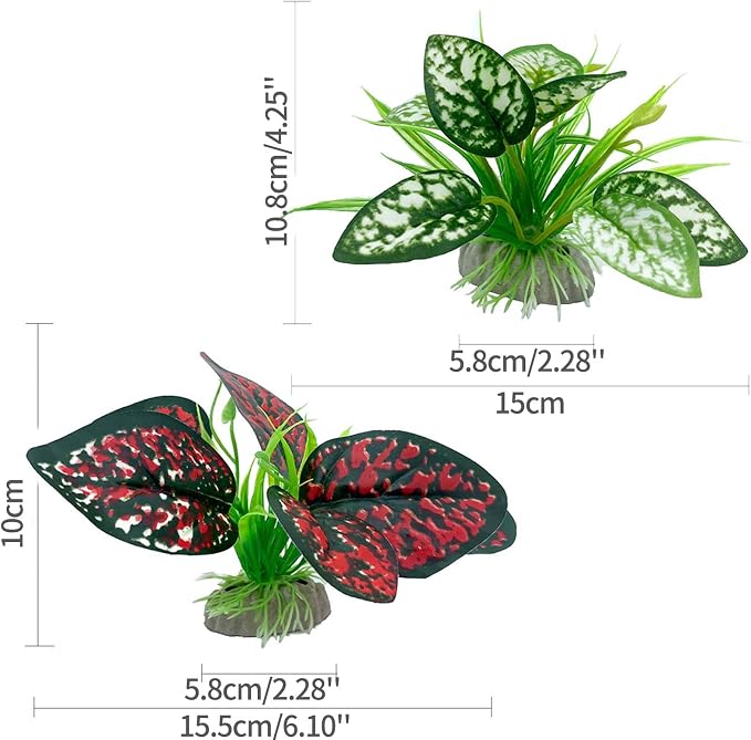 Moonorange Reptile Artificial Plants, Terrarium Plants Decorations Supplies, Aquarium Fish Tank Plant, Amphibian Habitat Hideout Tank Accessories(S Set-4pcs/A)