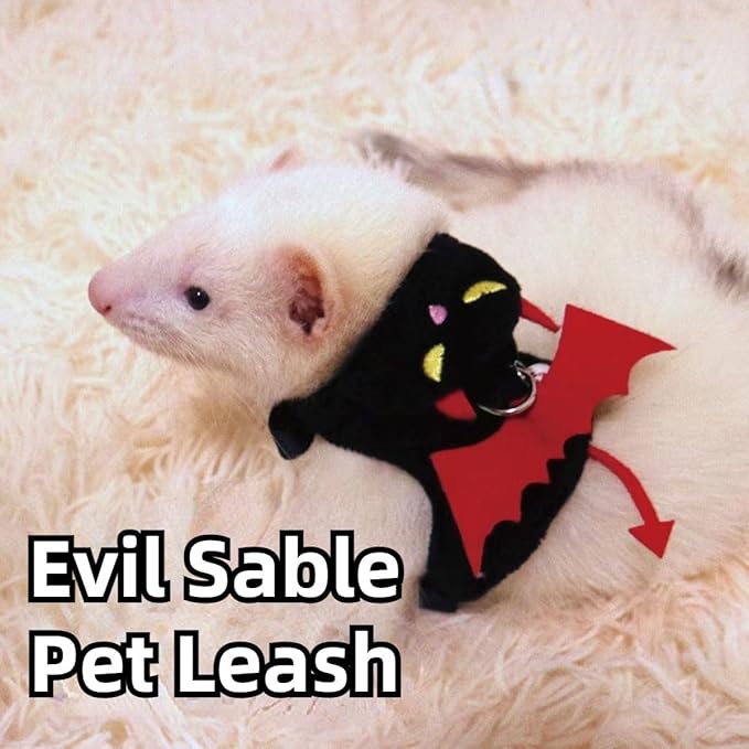Ferret Harness and Leash, Adjustable Walking Vest for Guinea Pig, Kitten, Puppy, Bunny and Other Small Animals, Soft and Breathable Ferret Lead Leash with Evil Wings and Safe Bell (Purple)