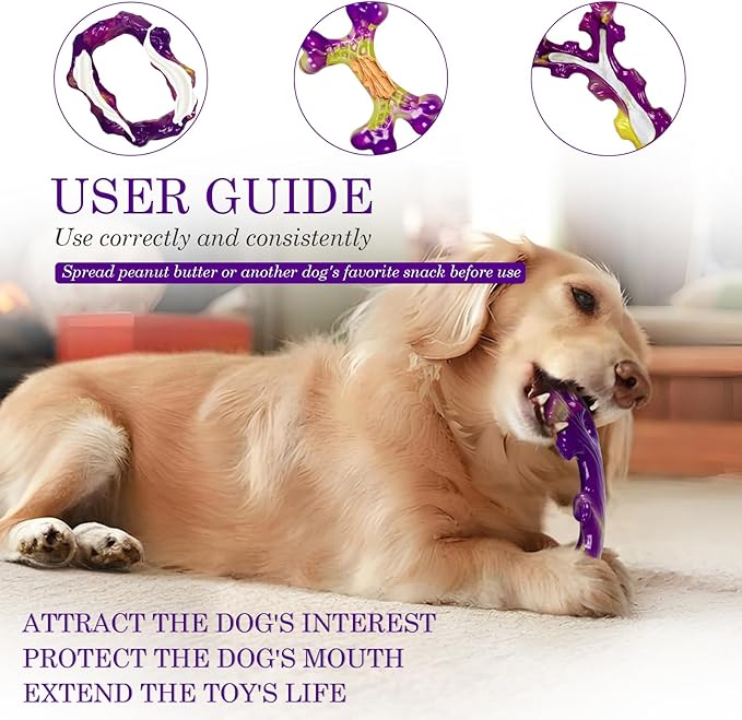 Frienhund Tough Dog Toys for Aggressive Chewers 3 Pack, Indestructible Dog Toys for Large Dogs, Dog Chew Toys, Aggressive Chew Toys to Keep Them Busy, Dog Bones for 30-75lbs Medium/Large Breeds