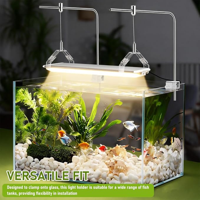 Kisangel 2pcs Aquarium Light Riser, Adjustable Height Aquarium Light Holder Stand Hanging Kit, Aluminum Alloy Support Bracket for Fish Tank Lamp