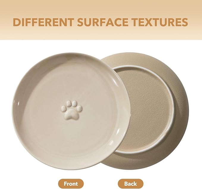 Havniva Elevated Cat Bowls, Ceramic Cat Food Bowl Whisker Friendly Cat Dishes, Kitten Food & Water Bowl with Two Heights Stand, Anti-Slip Raised Cat Food Plates