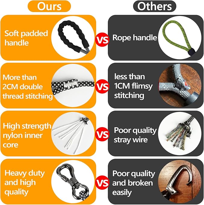 NTR Heavy Duty Dog Leash - 30FT Reflective with Swivel Lockable Hook and Comfortable Padded Handle, Ideal for Walking, Hunting, Camping, Backyard - Suitable for Small, Medium, and Large Dogs