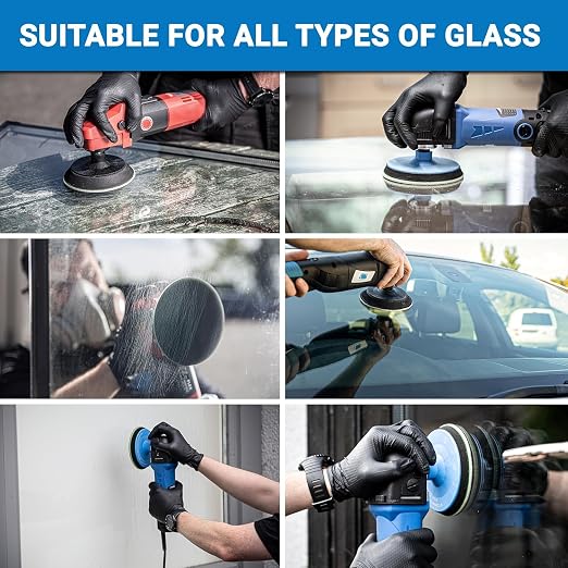 GLASS POLISH 5” (125mm) PRO Glass Scratch Removal Kit for Professional Glass Polishing, Removes Scratches, Graffiti, Water Damage, and Acid Etching, Restores Original Condition - GP25022