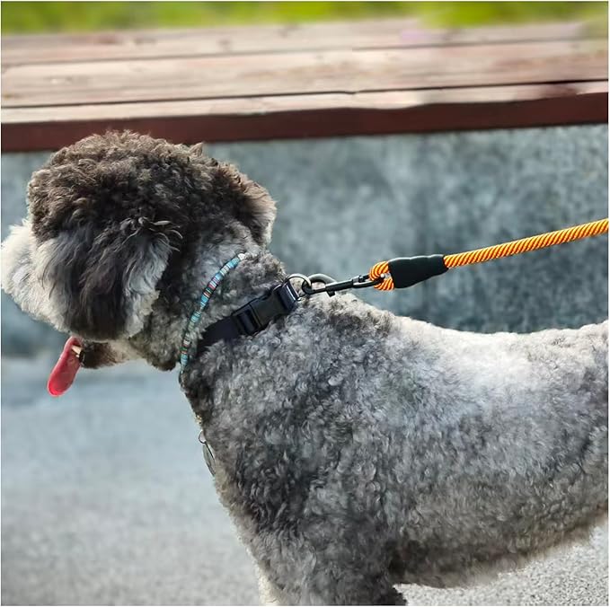 MayPaw Heavy Duty Rope Dog Leash, 3/4/5/6/7/8/10/12/15 FT Nylon Pet Leash, Soft Padded Handle Thick Lead Leashes for Large Medium Dogs (Orange, 1/2" * 8')