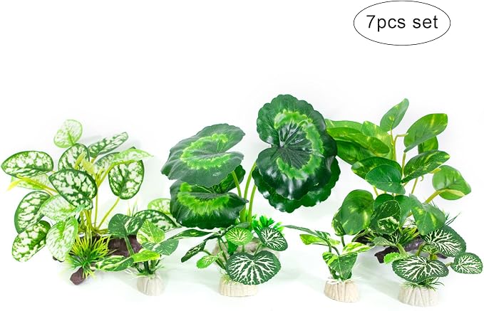 Betta Fish Tank Accessories 7 Pack Silk Aquarium Plants Decoration Artificial Fish Tank Plants Set for Aquariums Decor