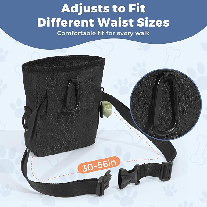 Dog Treat Pouch for Pet Training, One-Hand Magnetic Closure, Hands-Free Treat Bag with Silicone Liner, No Mess No Smell