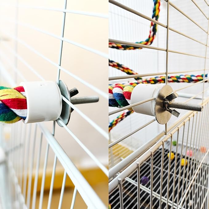 41Inch × 0.8-Inch Diameter Nipple Style Bird Rope Perch, Bird cage Accessories, Rope perches for Conures,Parrots,Cockatiel,Lovebird,Budgerigar,Parakeet perches Birds Standing Pole