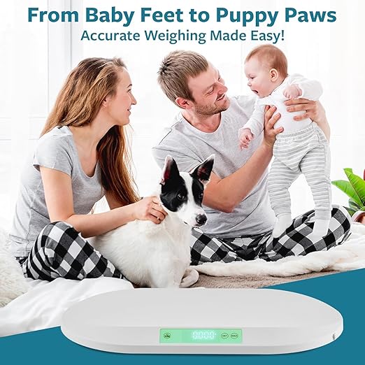 Smart Weigh Baby & Pet Scale Kit – Digital Infant Weighing Scale with Covers and Built-in Pull-Out Measuring Tape – 88 lb Capacity, 5 Units- lb:oz,kg:g,lb,oz,g Display, Hold Function