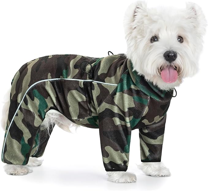 Fleece Dog Coat for Small Medium Dog,Pullover Pajamas Jumpsuit Bodysuit Puppy Coats with Legs, Pet Windproof Warm Cold Weather Jacket Full Body Vest Cozy Snowsuit Outfit Clothes (Camo, XL)