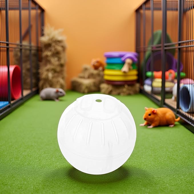 1Pc White-Transparent Plastic Silent Hamster Ball, Exercise Ball for Small Animals, Spinner Hamster Running for Sugar Gliders Small Mice Gerbils Hamsters (Diameter 10 cm