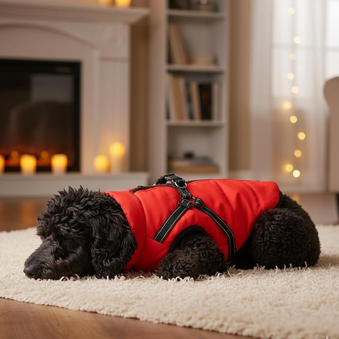 1 PCS (Suitable for 8 to 10 pounds) 3 in 1 Winter Jacket for Dogs, Cozy and Warm Dog Coat, Water-Resistant Outer Layer, Adjustable Straps for Secure Fit, Ideal for Cold Weather, Small to Large Sizes