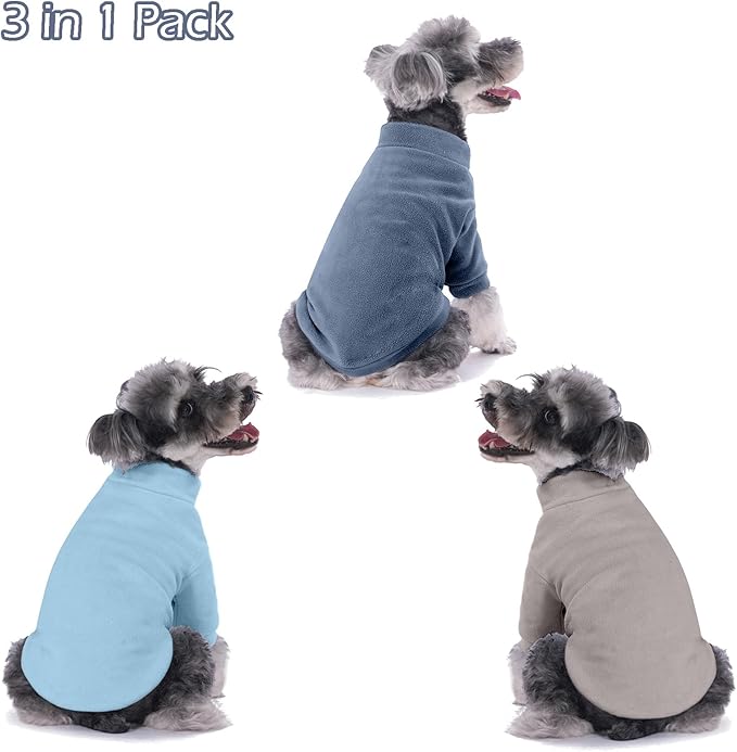 GYALAPERI Dog Sweater, 3 Pack Dog Sweaters for Small Dogs Girl Boy, Ultra Soft Warm Puppy Clothes Dog Coat for Winter (Gray+Azure+Navy, X-Large)