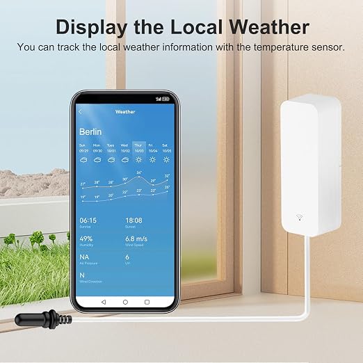 Smart Thermometer Hygrometer with Probe, WiFi Aquarium Temperature Humidity Gauge with App Remote Monitor, Indoor Refrigerator Thermometer Sensor, Data Storage&Export, Compatible with Alexa. 4PCS