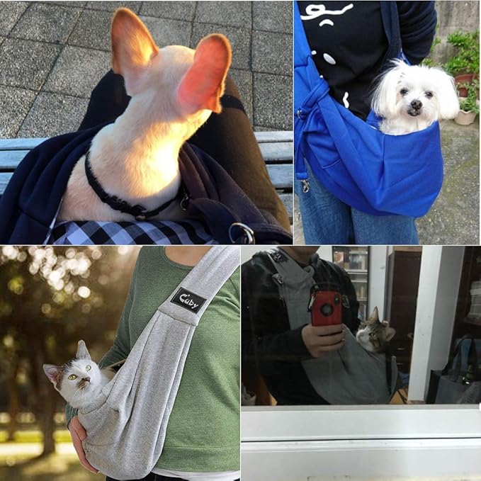 CUBY Dog and Cat Sling Carrier - Hands Free Reversible Pet Papoose Bag - Soft Pouch and Tote Design - Suitable for Puppy, Small Dogs Cats Outdoor