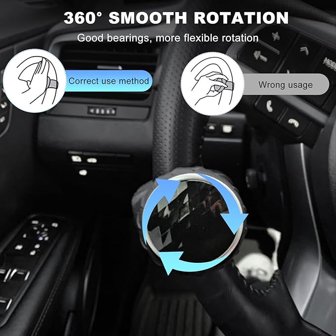 2 PCS Steering Wheel Knob Spinner, Driving Turning Assist Steering Wheel Knob with Metal Bearing, 360 Degree Rotation Steering Wheel Power Handle for Car Truck Boat, Car Accessories