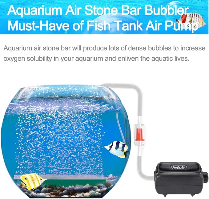 Aquarium Air Stone 10 Inch Long Air Stone Bar Kit with Square Oxygen Diffuser Bubble Release Mineral Airstones for Fish Tank Pumps DWC Bucket Reservoir Pond