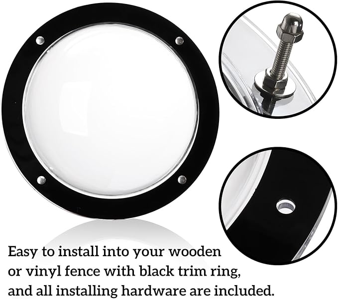 Goaste 2 Pack Dog Fence Window, 12.4 Inch Clear Pet Dome, Durable Plastic Pet Peek Windows Playground, Doggie Fence Safe Domes, Pets Supply for Dog Cat Horse, 12.4 x 4.9 Inch