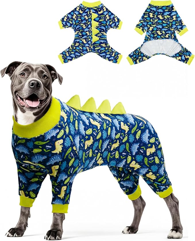 CuteBone Dinosaur Costume Dog Pajamas, Stretchy Spandex Crystal Velvet Sleepwear Coat for Small Dogs, Soft & Warm Pet Outfit Clothes for Cold Weather, Cozy Pullover Design COSP10-4XL