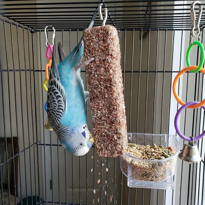 3 Pack Bird Perch Treats Calcium Mineral Chewing Toy Beak Grinding Stone Stick for Bird Parrot Budgie Cockatiel Conure Lovebird Parakeet