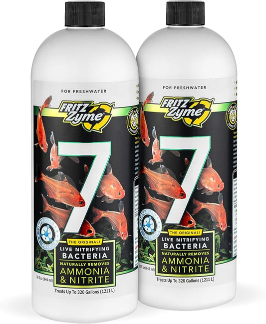 Fritz Aquatics FritzZyme 7 Live Nitrifying Bacteria Naturally Removes Amonia & Nitrite for Freshwater Fish (32-Ounce | 2-Pack)