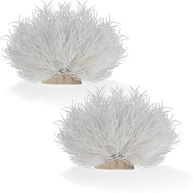 2pcs Aquarium Plants Decorations Artificial Fish Tank Plants Fish Tank Decorations Plastic Fishes Tanks Accessories Small Large Aquarium Decoration Plastic Artificial Plant(White)